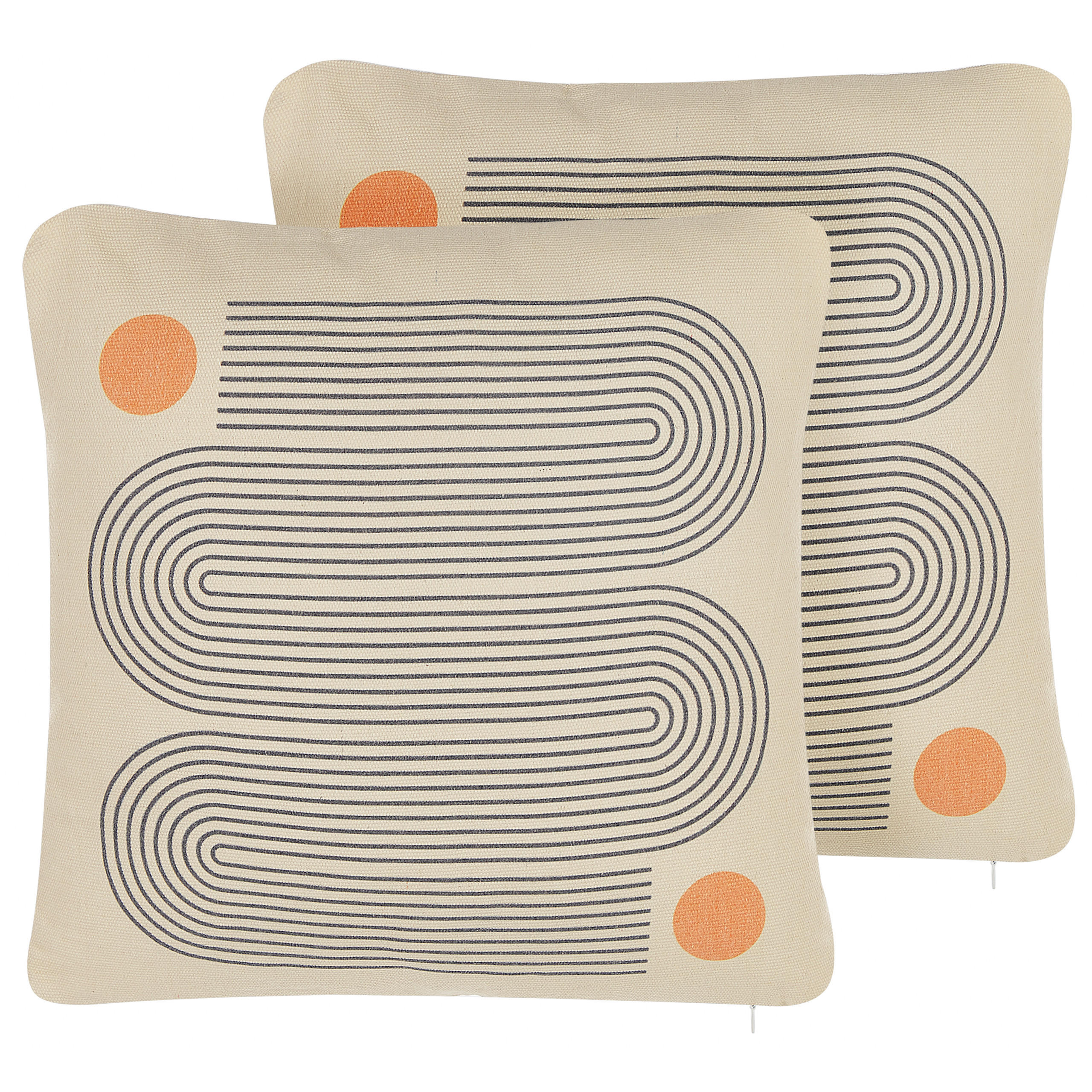 DEKOKISSEN 2er-Set Beige 45/45 cm Calibrachoa - Beige, Textil (45/45cm) - Beliani