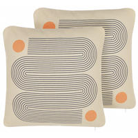 DEKOKISSEN 2er-Set Beige 45/45 cm Calibrachoa - Beige, Textil (45/45cm) - Beliani