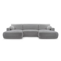 WOHNLANDSCHAFT Peoni Hellgrau 364/168/87 cm mit Schlaffunktion - Schwarz/Grau, Kunststoff/Textil (364/87/168cm) - AX Living