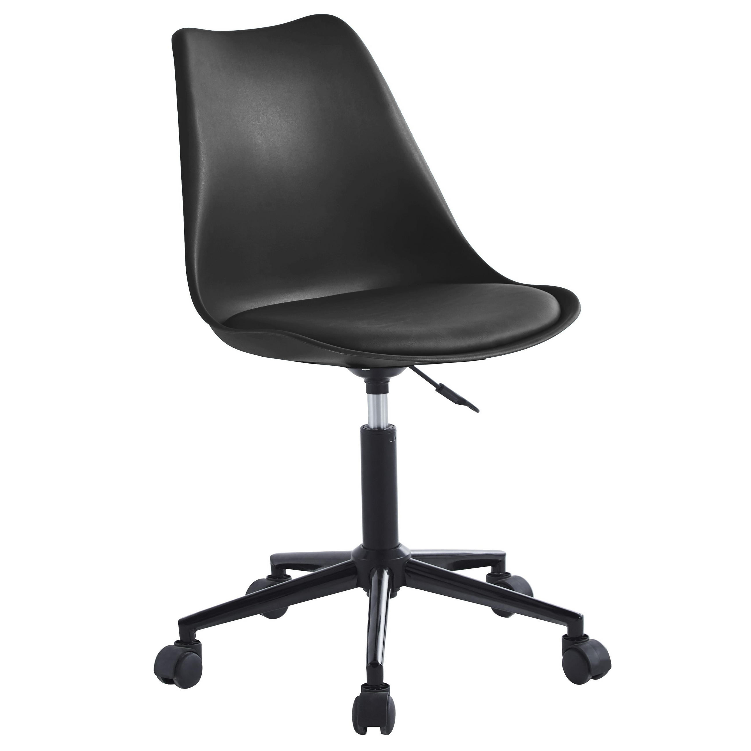 DREHSTUHL Kunstleder Schwarz - Schwarz, Textil (48.5/83/57cm) - Nordlys