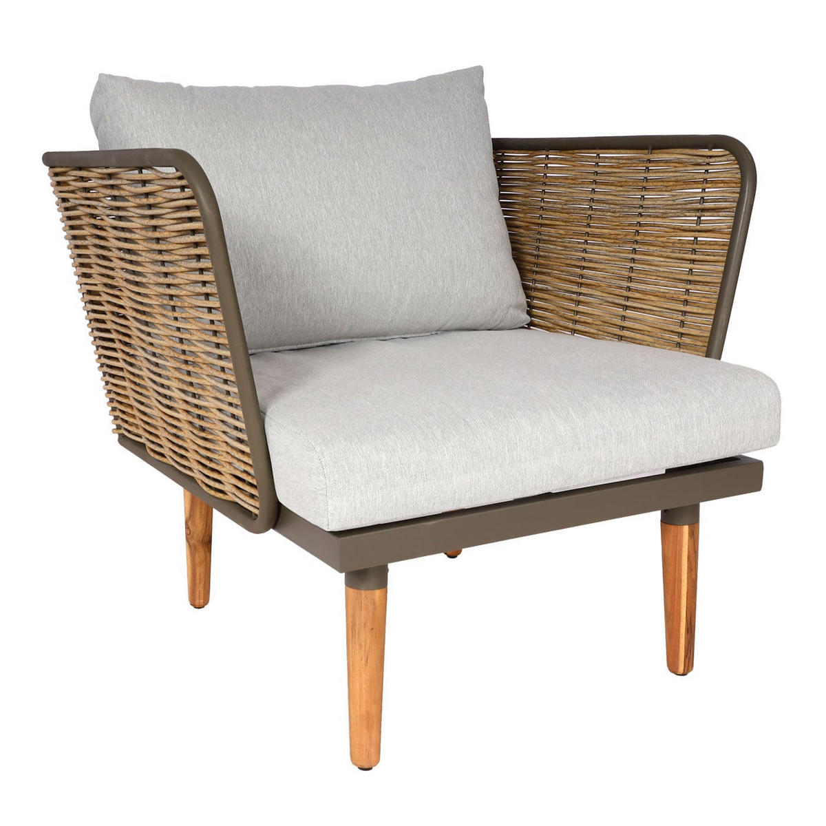 GARTENGARNITUR Poly-Rattan Hellgrau - Grau, Metall - PROREGAL