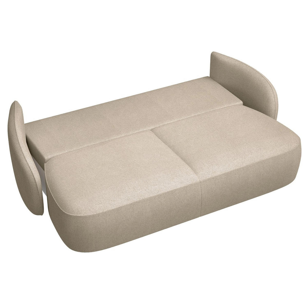 3-SITZER-SOFA Savoy Beige mit Schlaffunktion - Beige/Schwarz, Kunststoff/Textil (254/96/105cm) - Selsey