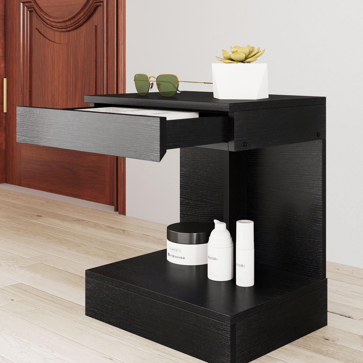 NACHTTISCH mit Schubladen, 40 x 30 x 46 cm, Schwarz - Schwarz, Holzwerkstoff (40/46/30cm) - HOMCOM