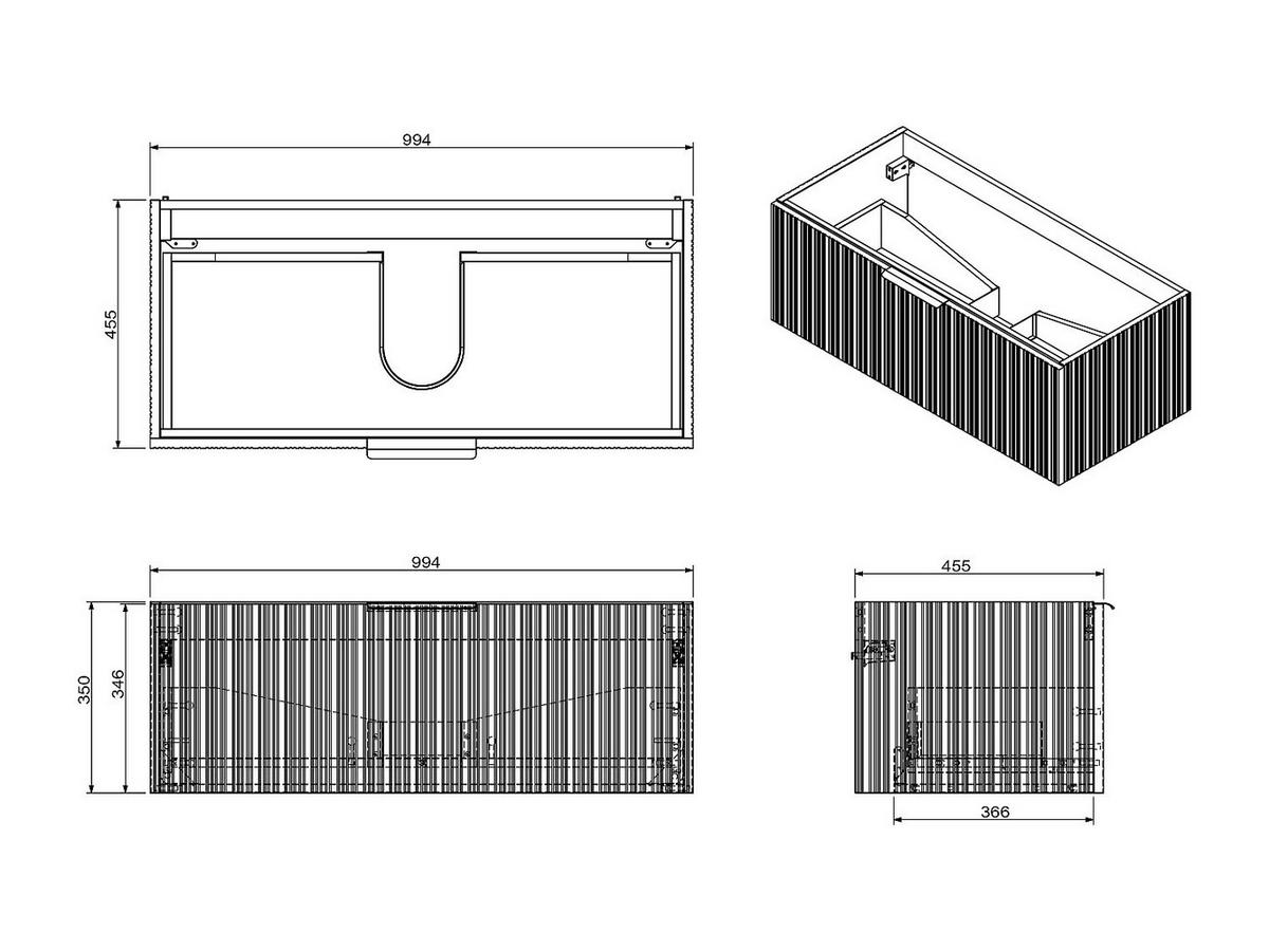 HÄNGESCHRANK für Waschbecken mit Rillenoptik - Beige - 100 cm - PALIRO - Beige, Holz (100/35/45.5cm) - Vente-Unique
