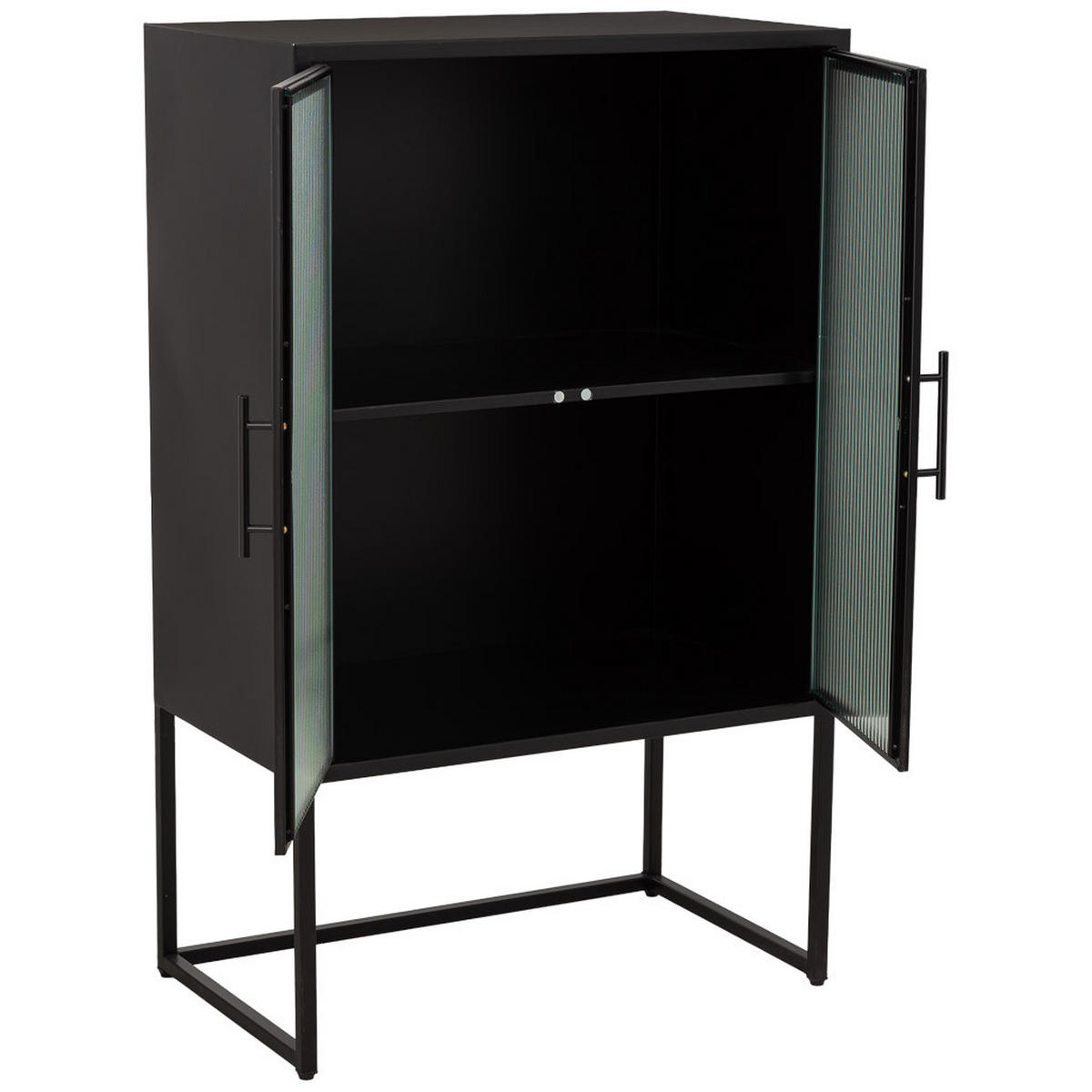 VITRINE aus Metall, schwarz, 65x39x106cm - Schwarz, Metall (65/105.5/38.5cm) - Wanderlust