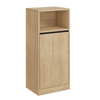 WÄSCHESCHRANK mit Klapptür und integriertem Wäschekorb BZR236-E-N - Hellbraun/Ahornfarben, Holzwerkstoff/Fell (30/90/40cm) - SoBuy