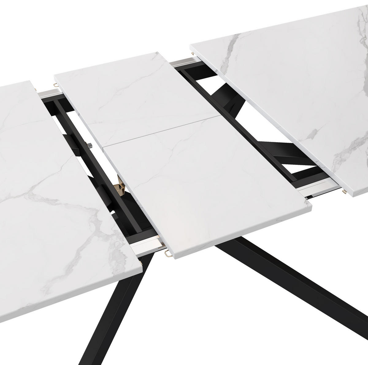 JEDÁLENSKÝ stôl 150/180/70/76 cm čierno-biely, rozkladací, MDF - čierna, kompozitné drevo (180/70/75.5cm) - BEAOK