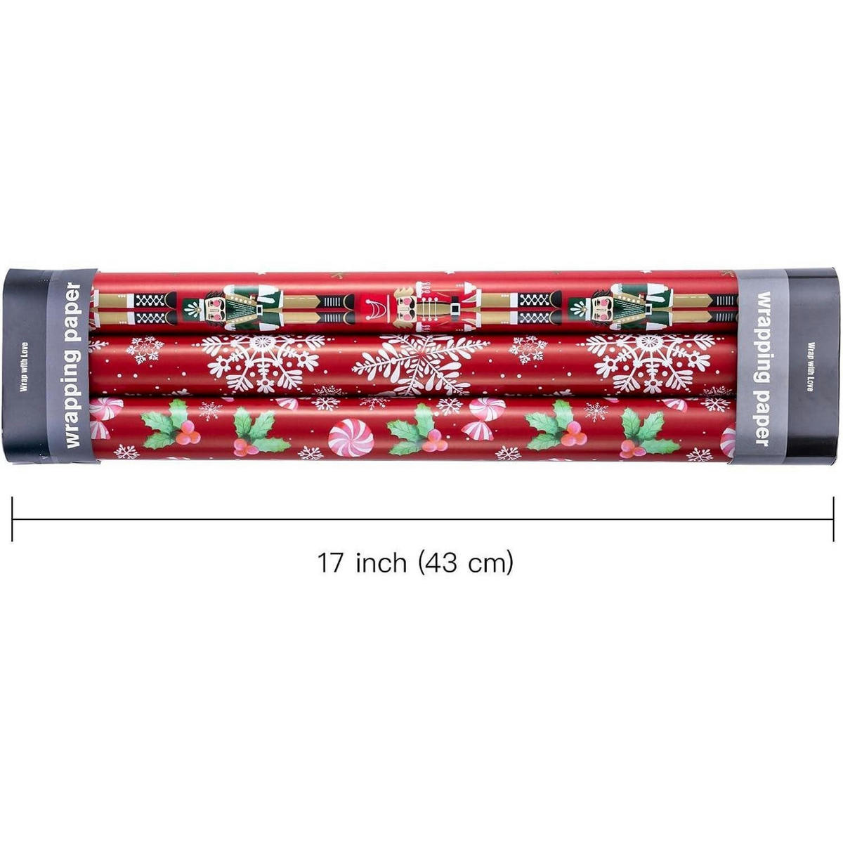 GESCHENKPAPIER 3er Set Weihnachtsmotive 43,2 cm x 3 m - Rot, Papier (4/44/10cm)