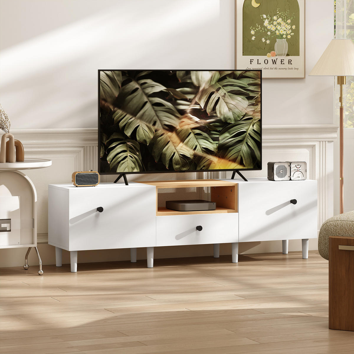 TV-MÖBEL Weiß 1 Stück - Weiß, Holzwerkstoff (150/45/35cm) - GiPP