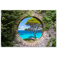 ZAHRADNÍ PLAKÁT Moře - Strom - Tropical - vista 180x120 cm - šedohnědá, plast (180/120/0.2cm) - OnlyWow