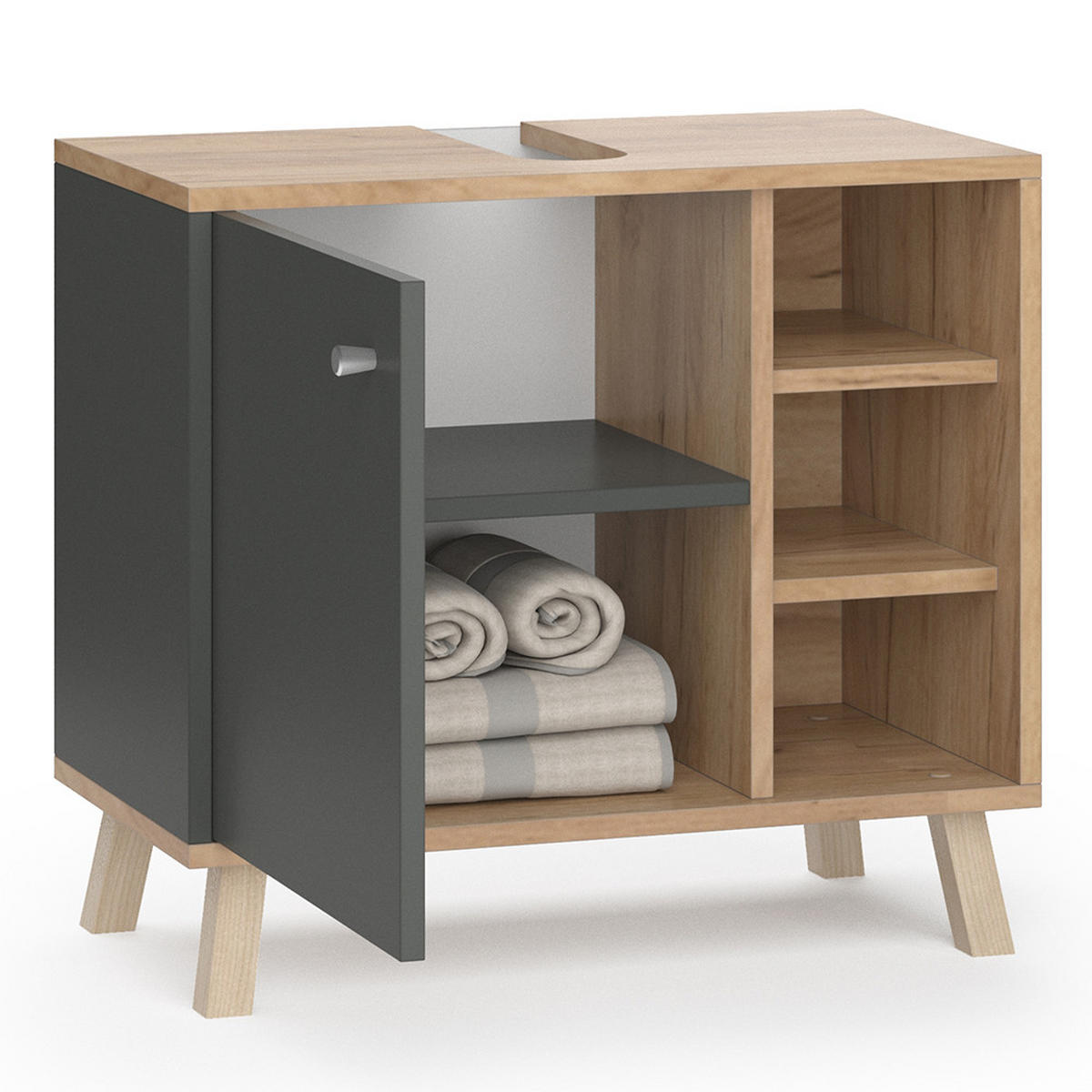 WASCHBECKENUNTERSCHRANK Senyo Anthrazit 60 x 54 cm - Anthrazit, Holzwerkstoff (60/54/32cm) - Vicco