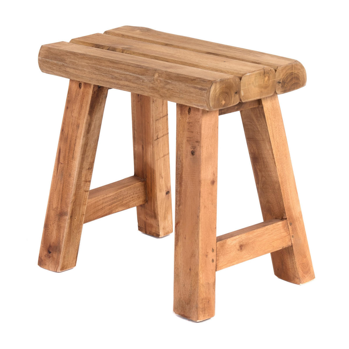 SITZHOCKER Rustic Teakholz massiv 08 honigfarben gewachst - Honig, Holz (42/41/29cm) - DESIGN DELIGHTS