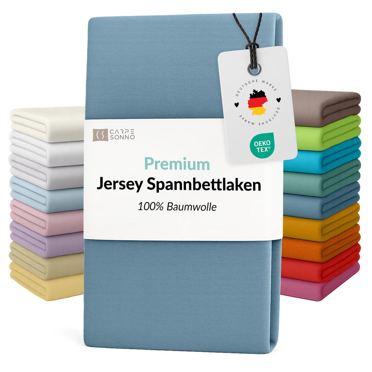 JERSEY-SPANNBETTTUCH 90x200 - 100x200 Große Bettlaken aus 100% Baumwolle, Spannbettlaken Laken Uni Stahl-Blau - Blaugrau, Textil (100/200cm) - Carpe Sonno