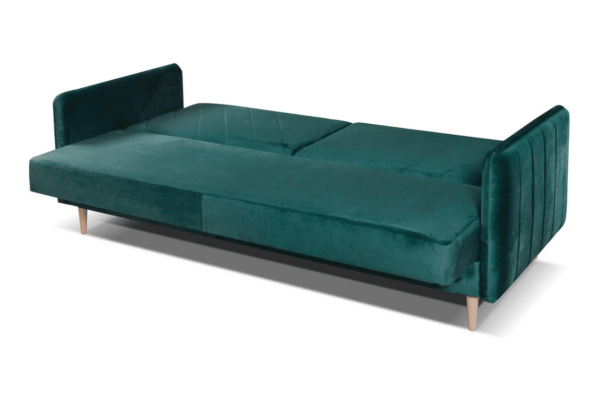 SCHLAFSOFA Vesto Flaschengrün Velours - Bettkasten - 207x93 cm - Waldgrün, Holz/Holzwerkstoff (207/93/93cm) - Ravio