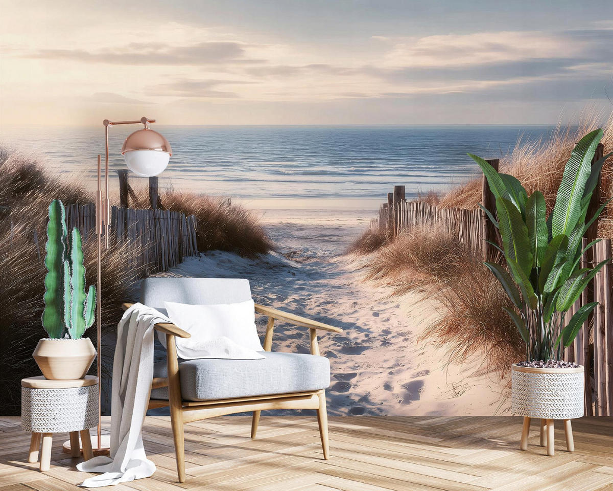 FOTOTAPETE Strand Meer Beige 400x280 cm - Multicolor, Papier (400/280cm) - Wallarena