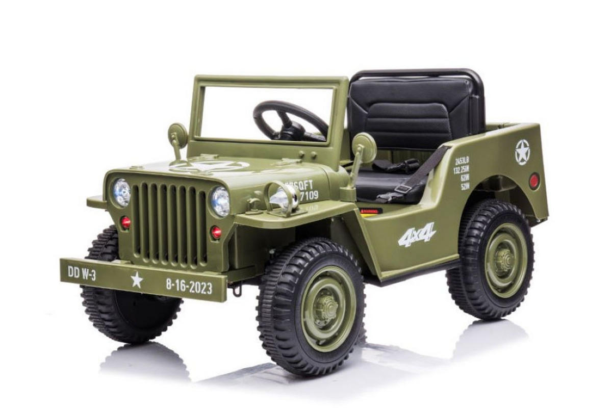 KINDER ELEKTROAUTO Offroad Militär grün Allradantrieb, EVA-Reifen, Kunstledersitz, 12V 7Ah Akku, Fernbedienung - Grün, Kunststoff (110/59/60cm) - Es-Toys