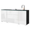 SIDEBOARD Vera 150 mit RGB LED Beleuchtung - Weiß Hochglanz/Grau, Holzwerkstoff (150/66/40cm) - MIRJAN24
