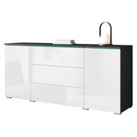 SIDEBOARD Vera 150 mit RGB LED Beleuchtung - Weiß Hochglanz/Grau, Holzwerkstoff (150/66/40cm) - MIRJAN24