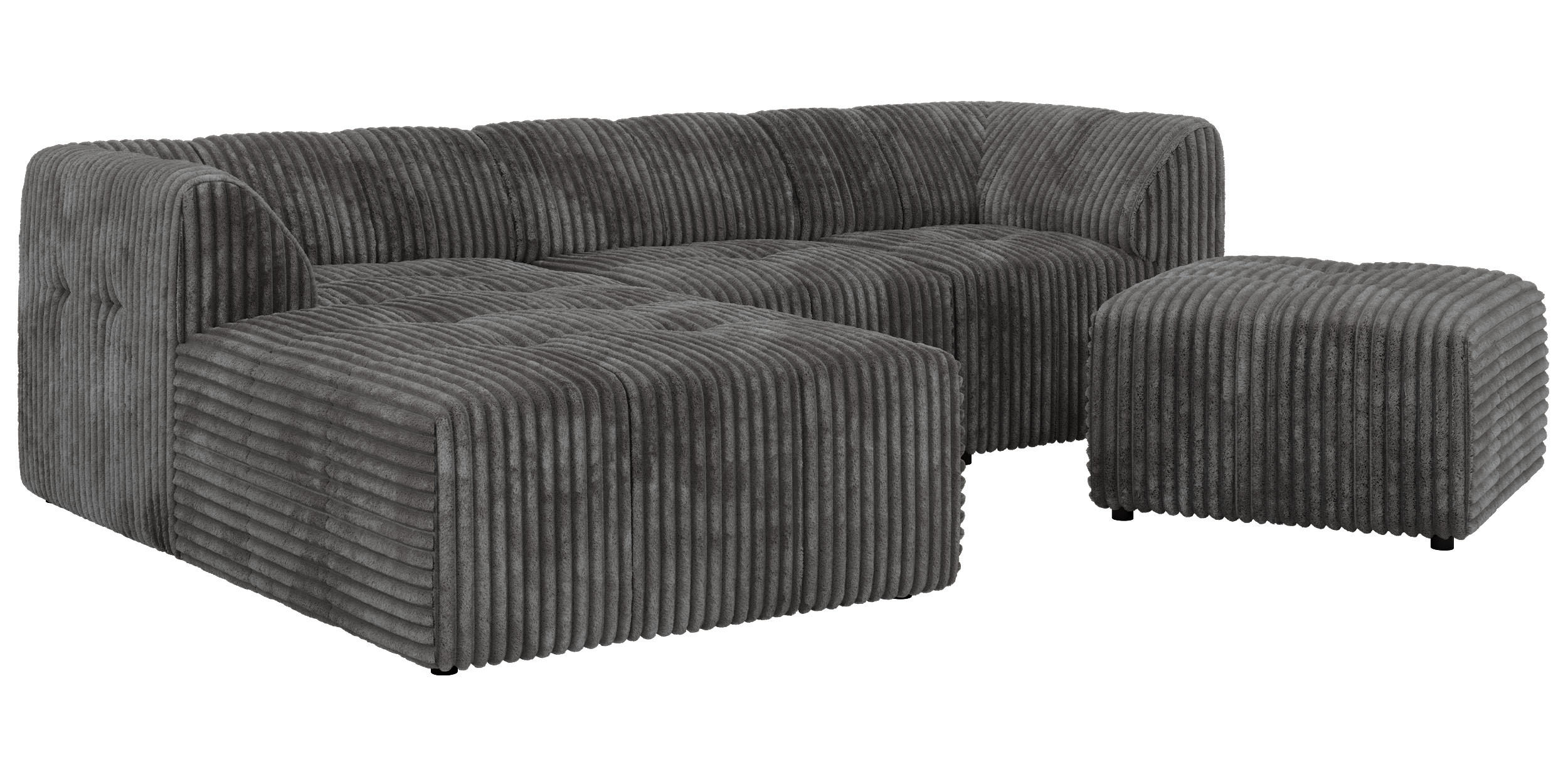 ROHOVÁ SEDAČKA VORITA L 4M - Šedá Manšestr - Vlevo - šedá/černá, textil/plast (267/176cm) - MKS