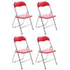 BESUCHERSTUHL 4er Set Lederlook rot/silber - Silberfarben/Rot, Textil/Metall (45/78/45cm) - CLP