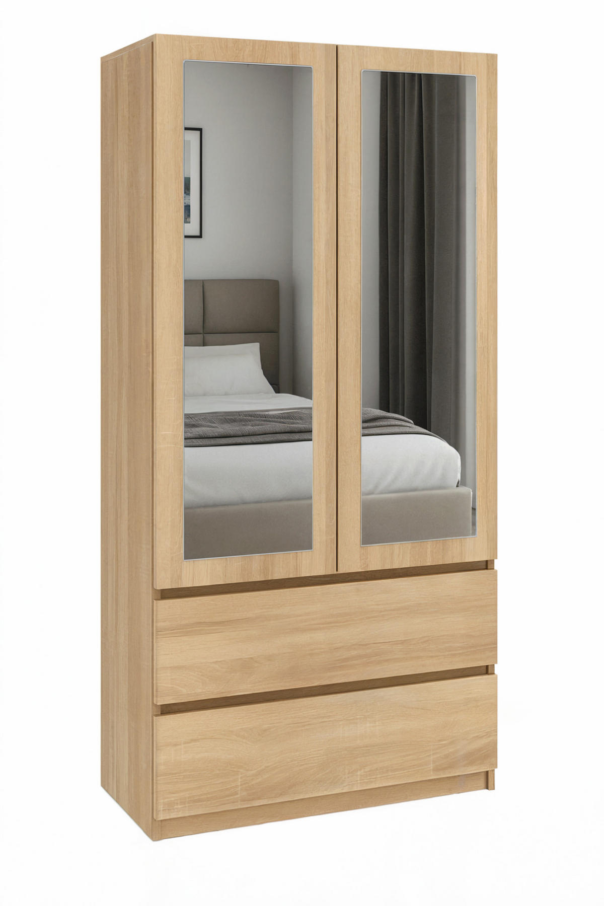 KLEIDERSCHRANK sz07 sonoma Spiegel - Sonoma Eiche, Holzwerkstoff (86/180/57cm) - roe furniture