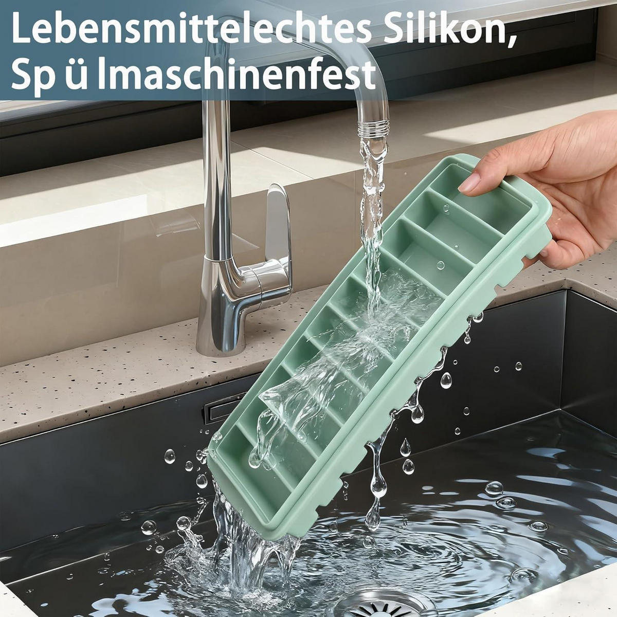 EISWÜRFELFORM mit Deckel Mintgrün - Hellgrün, Kunststoff (11.3/2.7/23.8cm)