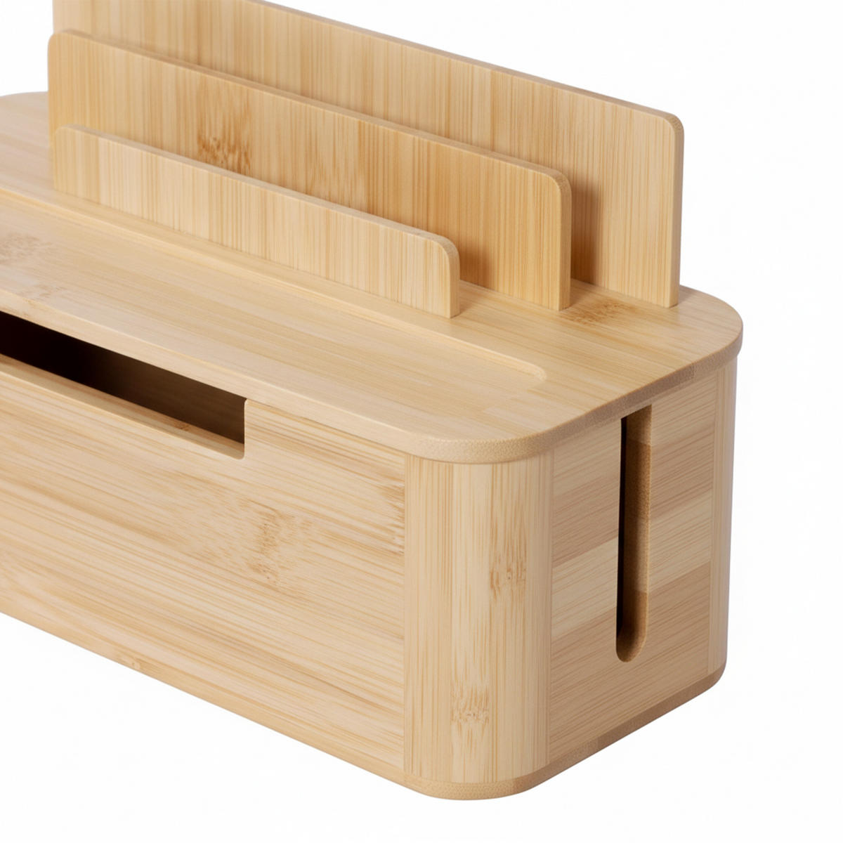 KABELBOX - Hellbraun, Holz/Kunststoff (13/30/16cm) - Relaxdays