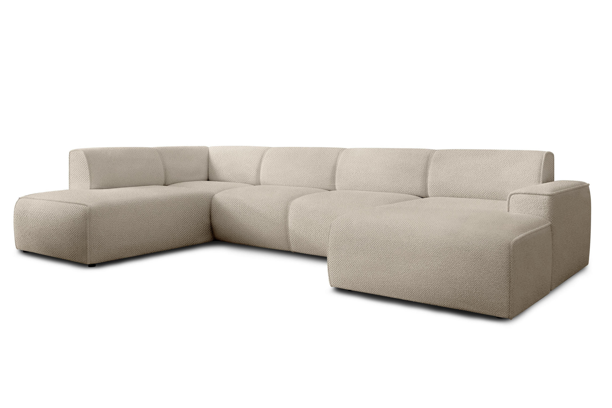 WOHNLANDSCHAFT Didim Taupe 378/220/78 cm – großes Sofa stilvoll & bequem L - Taupe/Schwarz, Kunststoff/Textil (220/78/378cm) - AX Living