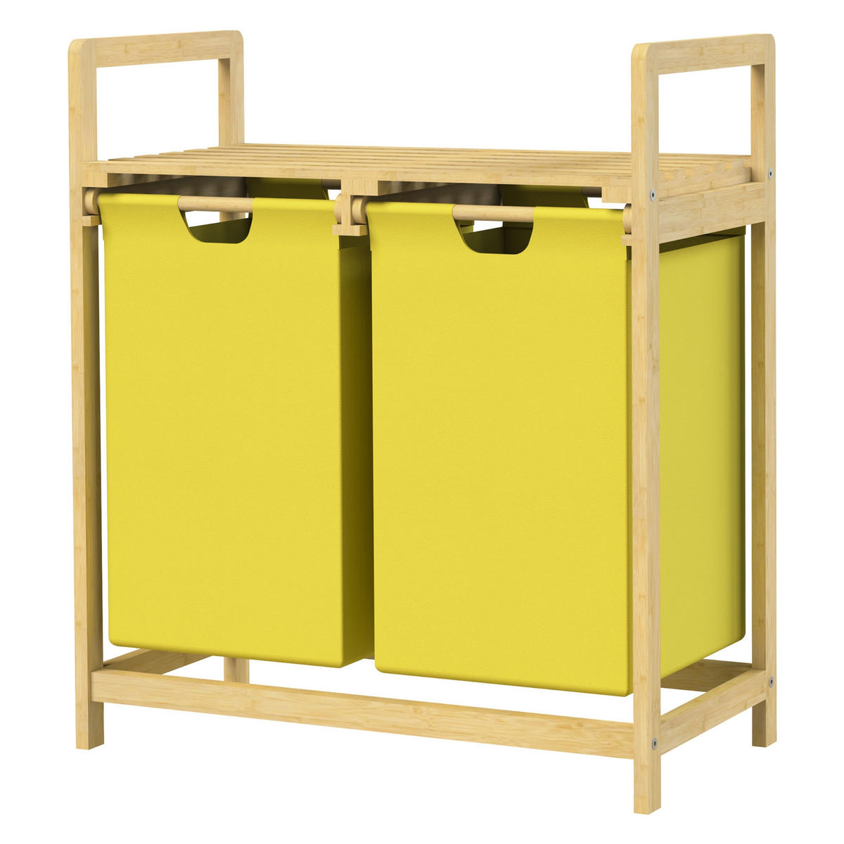 WÄSCHEKORB Bambus Gelb - Gelb, Holz (33/73/63cm)