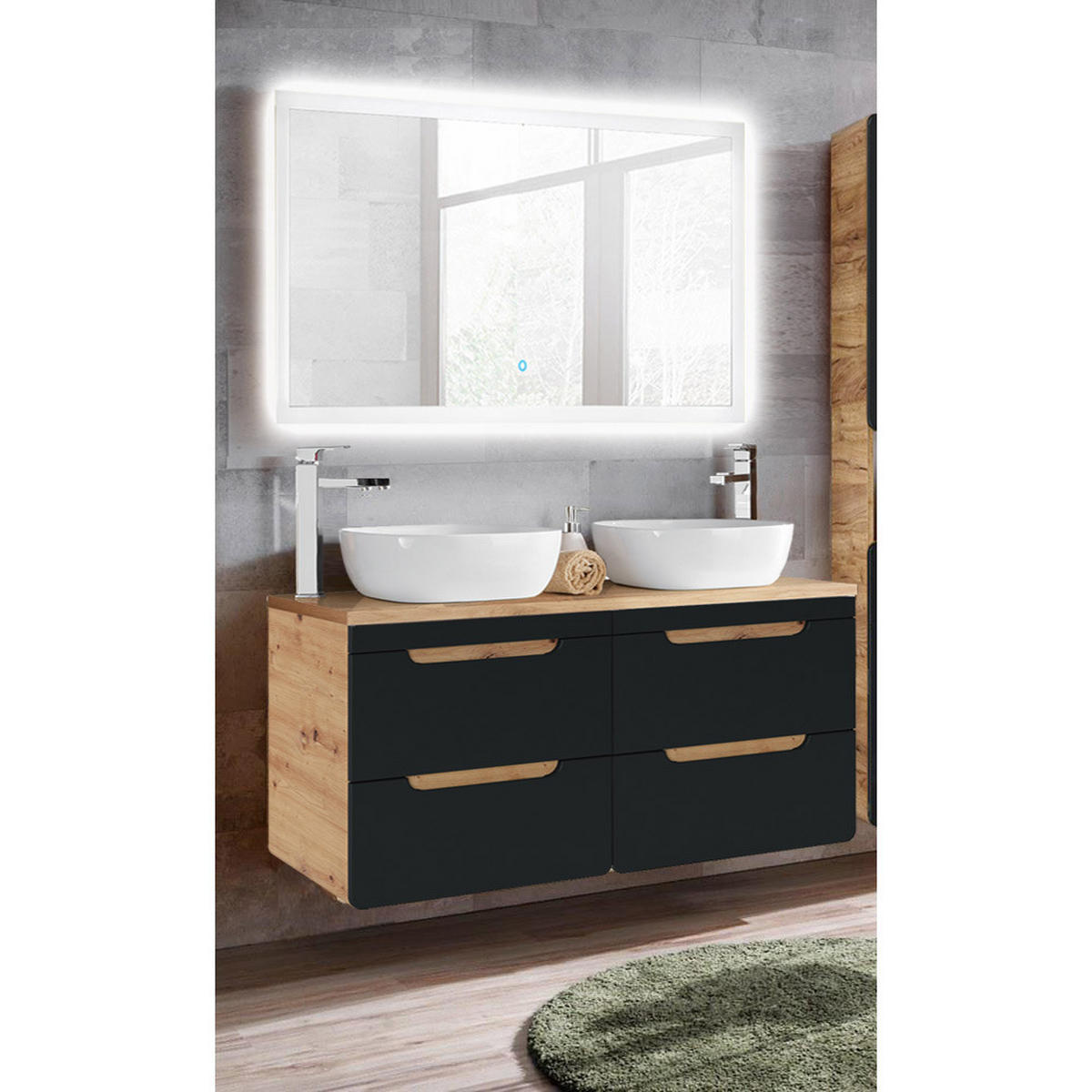 BADMÖBEL-SET 2-TLG. New-luton - Anthrazit, Holzwerkstoff (121/200/46cm) - Lomado