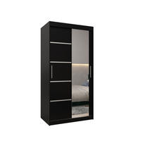 SCHWEBETÜRENSCHRANK 200/100/62 2-türig - Silberfarben/Schwarz, Holz/Kunststoff (100/200/62cm) - MÖBEL KRYSPOL