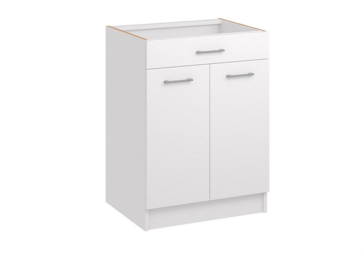 KÜCHENUNTERSCHRANK D60 2D 1SZ weiss - Weiß, Holzwerkstoff (60/82/44cm) - roe furniture