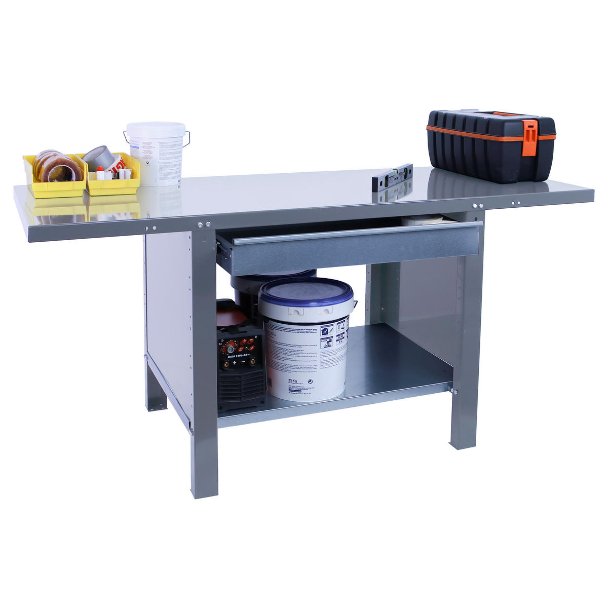 WERKBANK Buffalo Metal mit 1x Schublade HxBxT 83 x 180 x 73 cm Traglast 700 kg Grau - Grau, Metall (180/83/73cm) - PROREGAL
