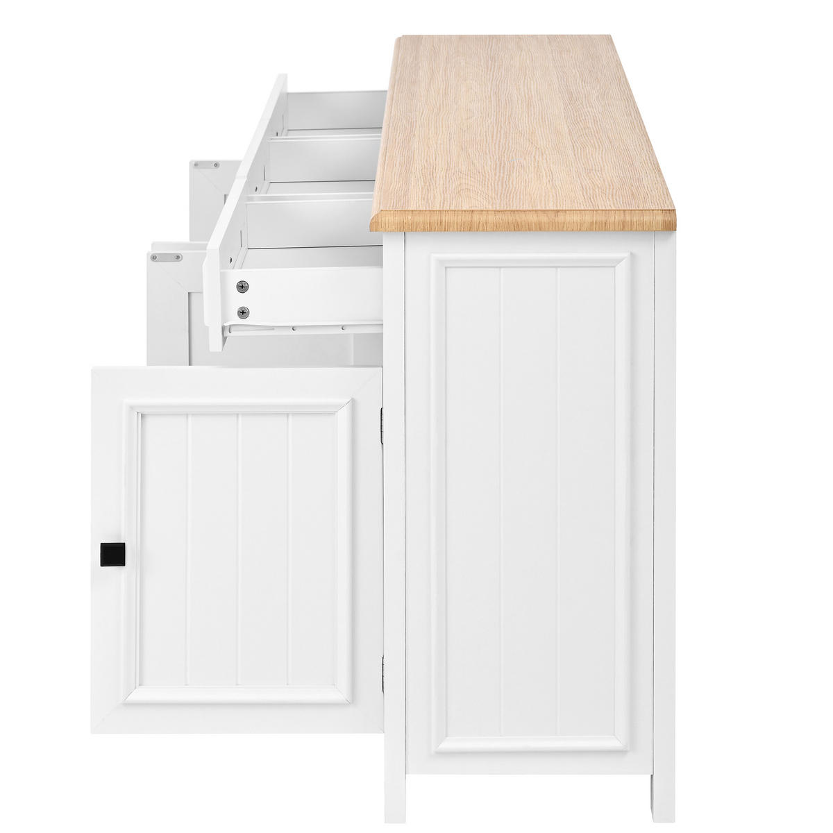SIDEBOARD 160cm modern Anrichte Buffet Stauraum Wohnzimmer - Weiß, Holzwerkstoff (35/76/160cm) - FLIEKS