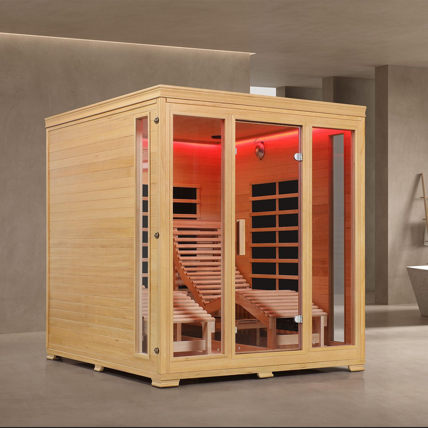 INFRAROTKABINE Billund mit Dual-Heizsystem & Hemlockholz - Naturfarben, Holz (170/190/190cm) - Artsauna
