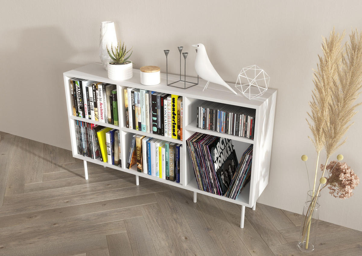 SIDEBOARD Mirka, Weiß, offene Fächer, Minimalistisch - Weiß, Holzwerkstoff/Metall (130/80/30cm) - Dancan