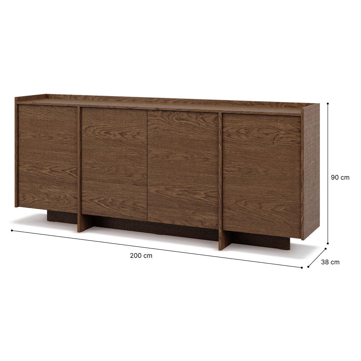 SIDEBOARD Japandi Dunkles Holz - Braun, Holzwerkstoff (200/89.6/38cm) - Petits-meubles