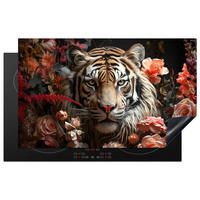 HERDABDECKPLATTE Tiger - Tier - Natur - Floral - Botanisch 85x52 cm - Orange, Kunststoff (85/0.2/52cm) - MuchoWow