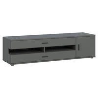 LOWBOARD Henley graphit grau 180 / 49,5 / 47,5cm - Graphitfarben/Schwarz, Holzwerkstoff/Kunststoff (180/47.5/49.5cm) - Feldmann-Wohnen