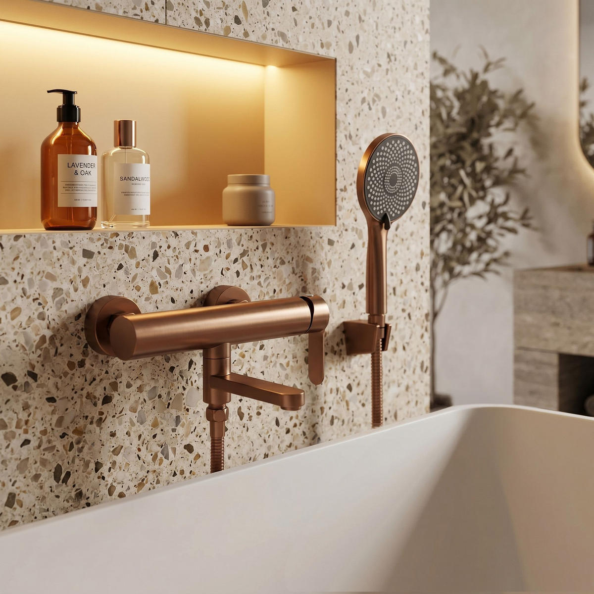 WANNENARMATUR Rea Arcos Brushed Copper - Kupferfarben, Metall (20/20/15cm) - REA