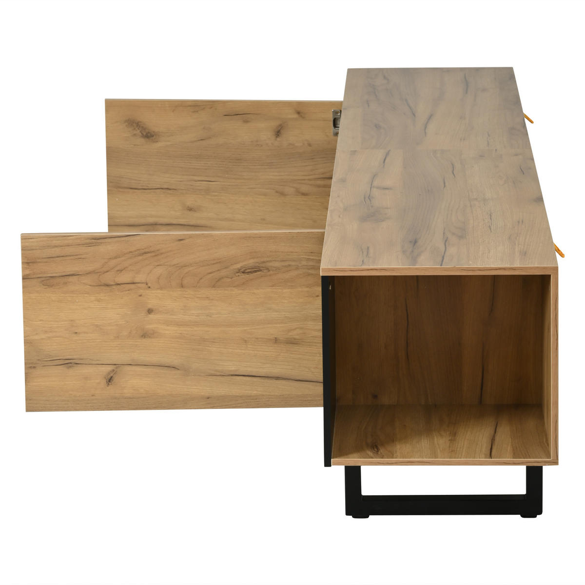 TV-LOWBOARD 180x40x55 cm 2 Schränke Offene Fächer Stauraum - Naturfarben, Holzwerkstoff (40/55/180cm) - FLIEKS