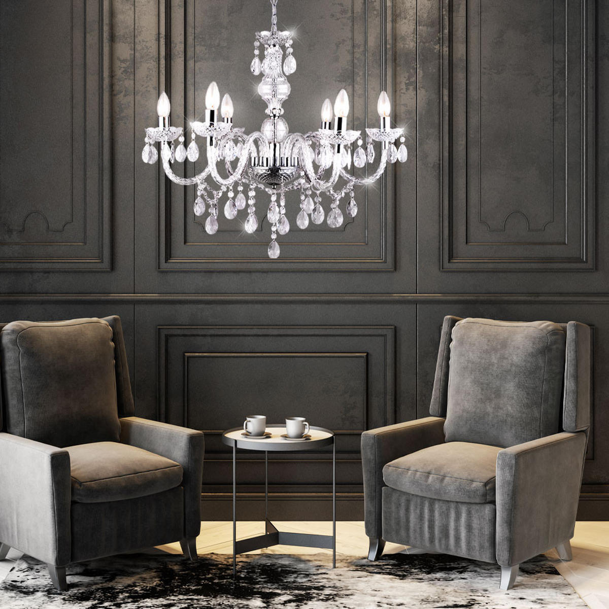 KRONLEUCHTER in verschiedenen Ausführungen - Weiß, Metall (67/67/166cm) - Globo Lighting