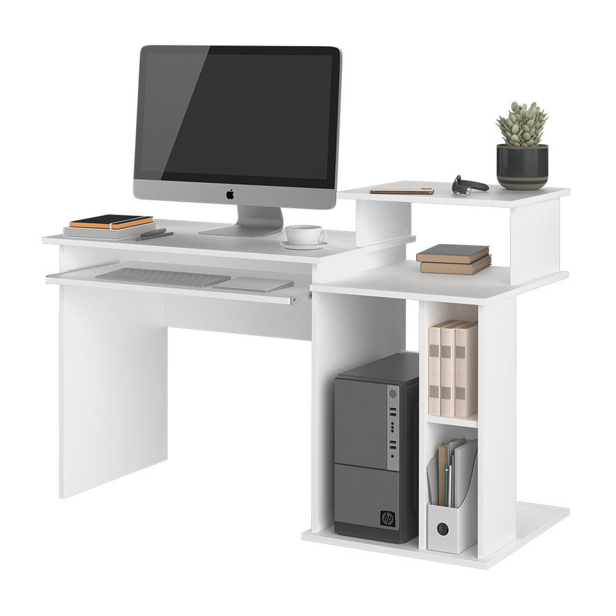 SCHREIBTISCH Jan Weiß 130 x 55 cm - Weiß, Holzwerkstoff (55/130/87cm) - Vicco