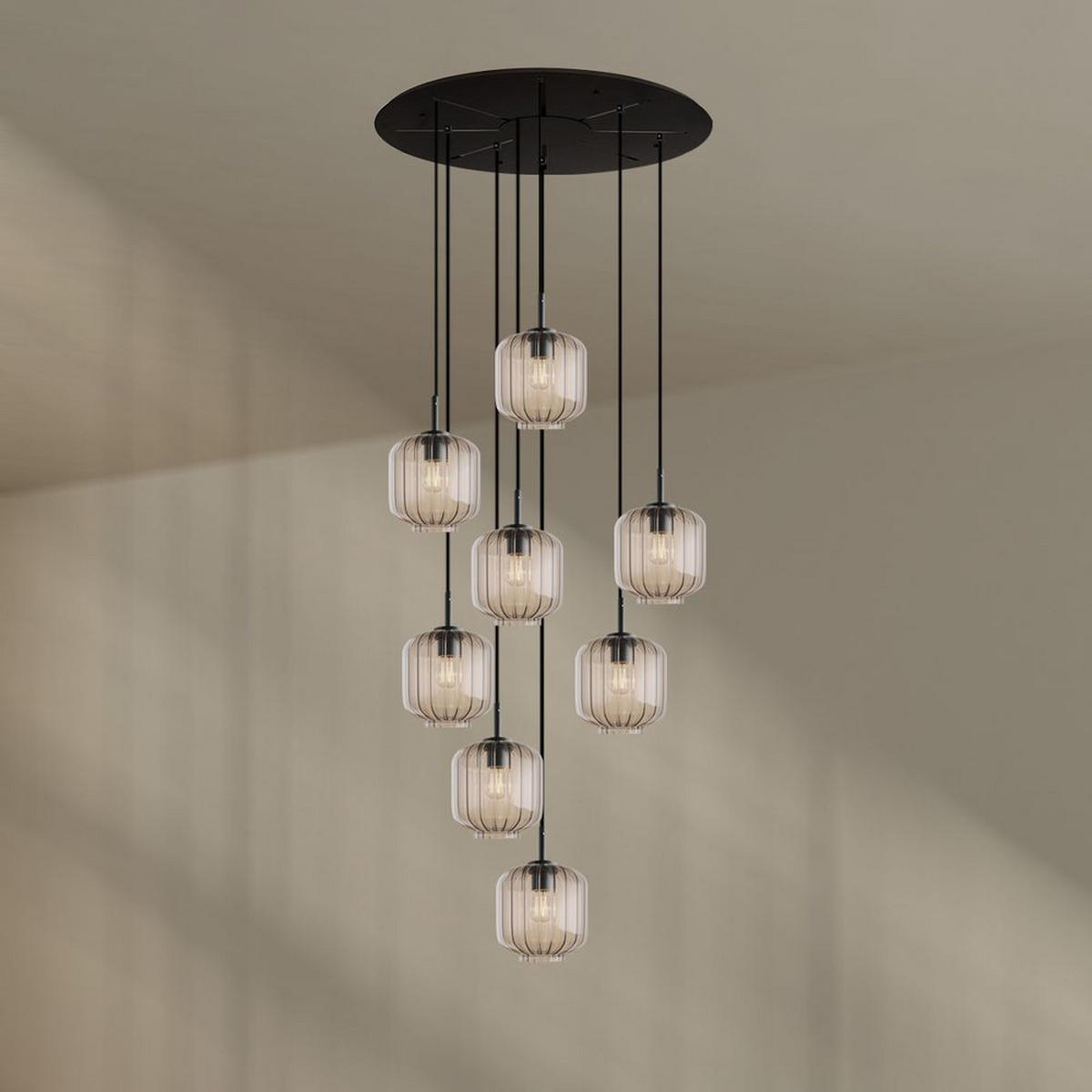 GALERIELEUCHTE Velo 8-flammig Klar Ø 20cm - Klar/Schwarz, Glas (20/20/20cm) - s.luce