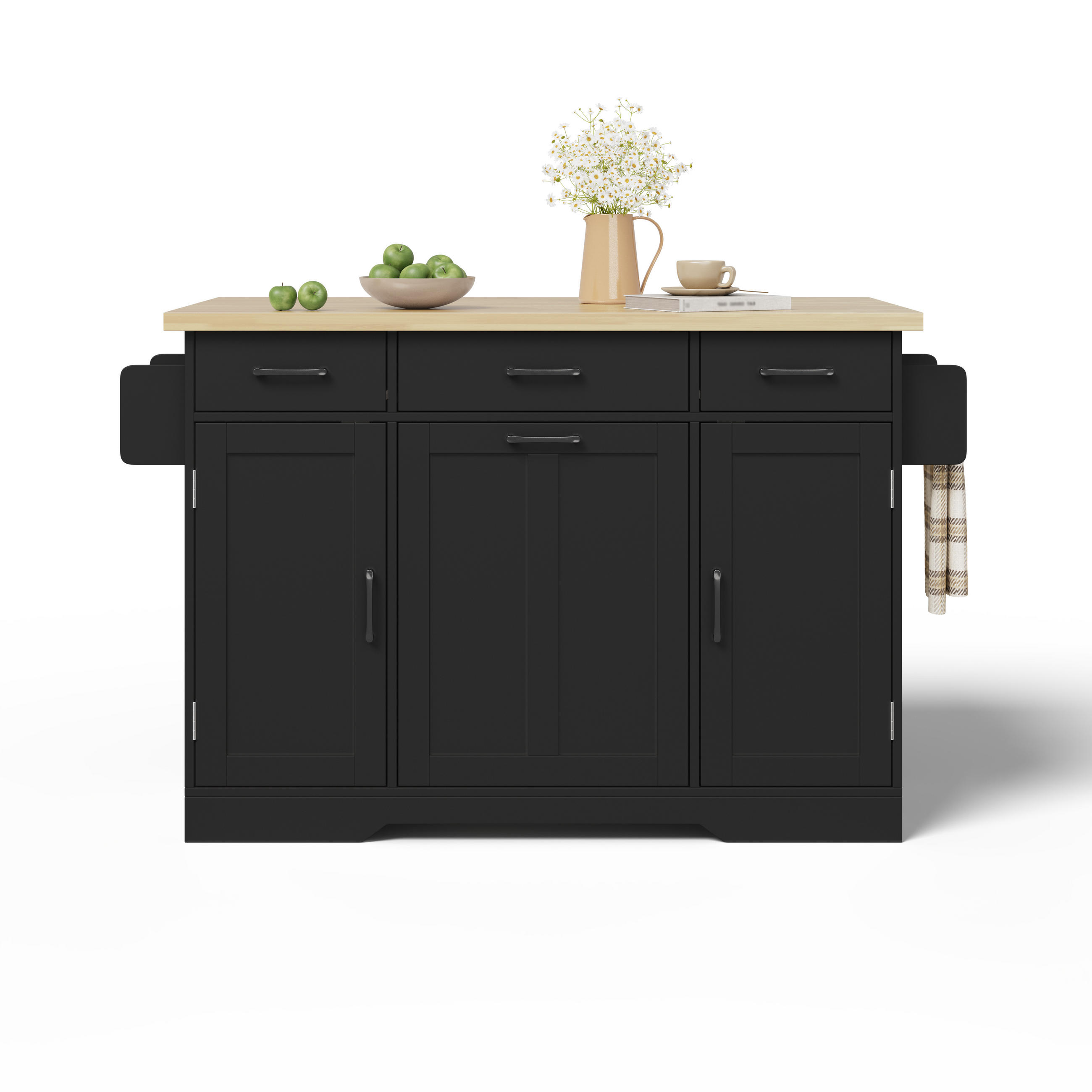 KÜCHENINSEL Schwarz 120/45-70/87 cm - Schwarz, Holzwerkstoff (120/87/70cm) - PANGIVO