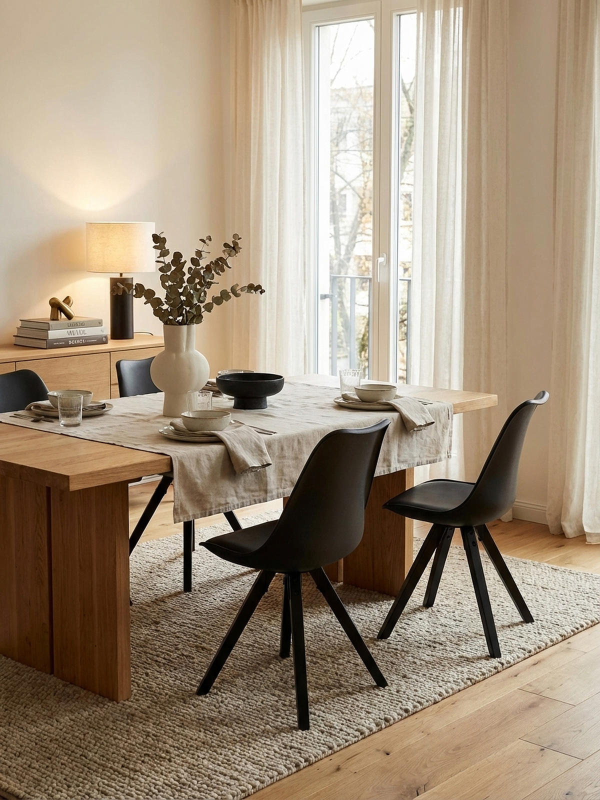 ESSZIMMERSTUHL Stoffbezug mit Holzgestell Modern gepolstert, Schwarz 49x52x87 cm - Schwarz, Holz/Kunststoff (49/87/52cm) - KADIMA DESIGN