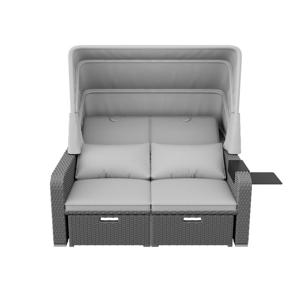 LOUNGESOFA Abnehmbare Markise in Grau - Grau, Textil (126/152/130cm) - KOMHTOM
