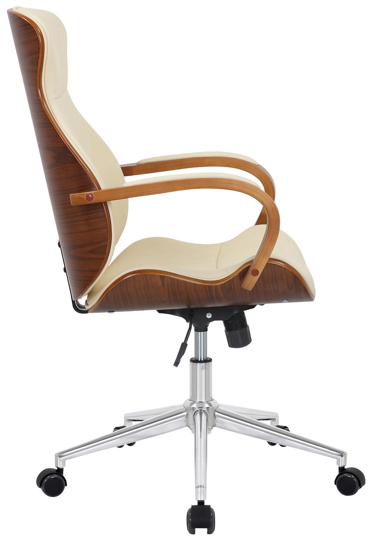 DREHSTUHL Lederlook Walnuss/Creme - Chromfarben/Walnussfarben, Textil/Metall (63/100/68cm) - CLP