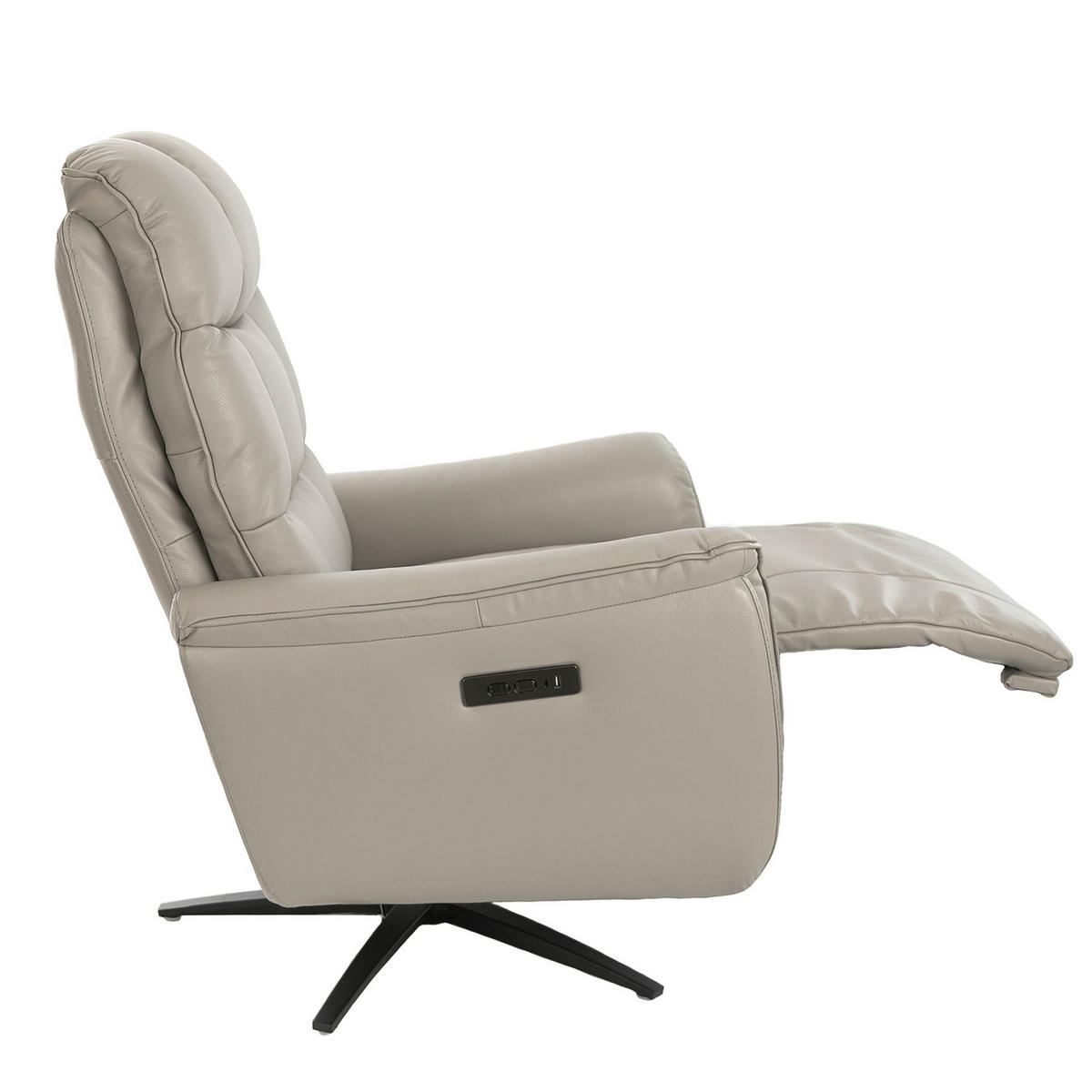 FERNSEHSESSEL Grauer Leder-Drehsessel 85/80/106 cm - Schwarz/Grau, Leder (85/106/80cm) - ANGEL CERDA