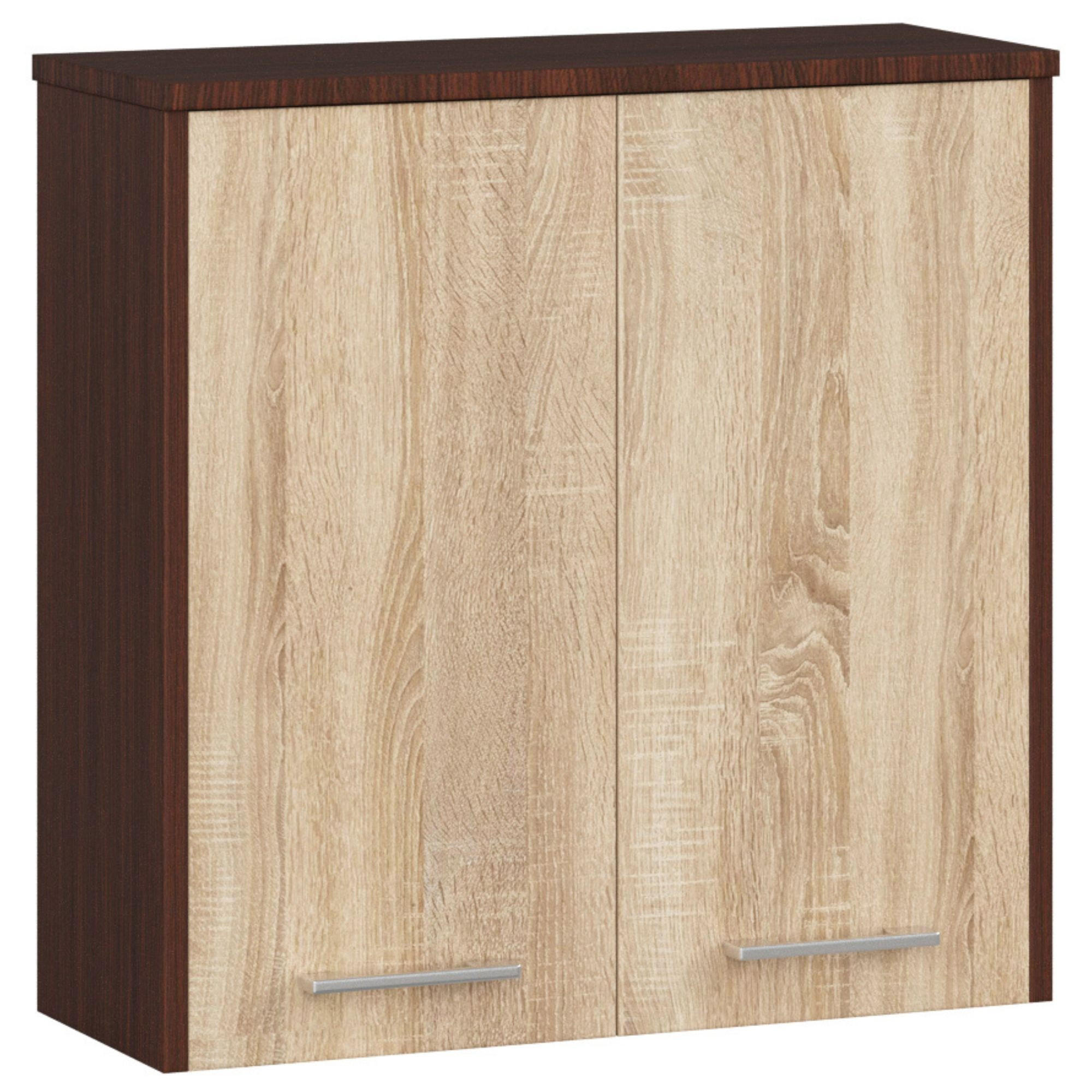 HÄNGESCHRANK Wengefarben, Sonoma Eiche 60x22,5x60 cm - Wengefarben/Silberfarben, Holzwerkstoff/Kunststoff (60/60/22.5cm) - Akord